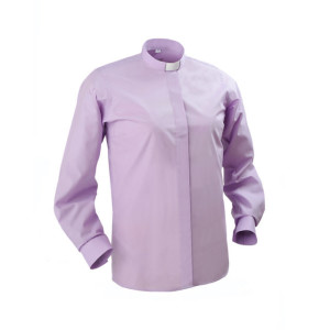 Clerical Shirt: Women 1' Slip-in Collar L/S Lilac - Kevin Mayhew